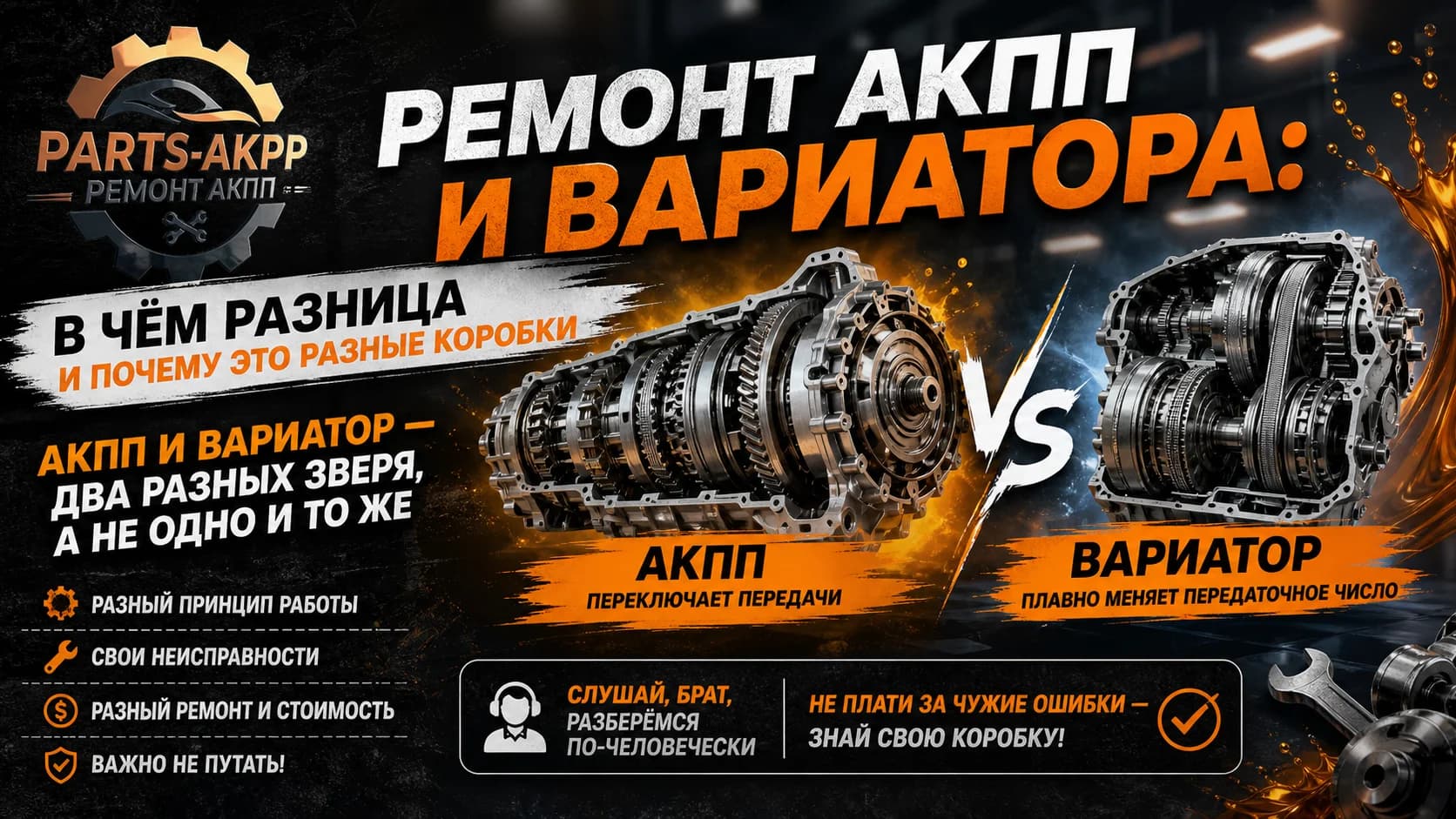 Ремонт АКПП и вариатора: в чём разница и почему это разные коробки