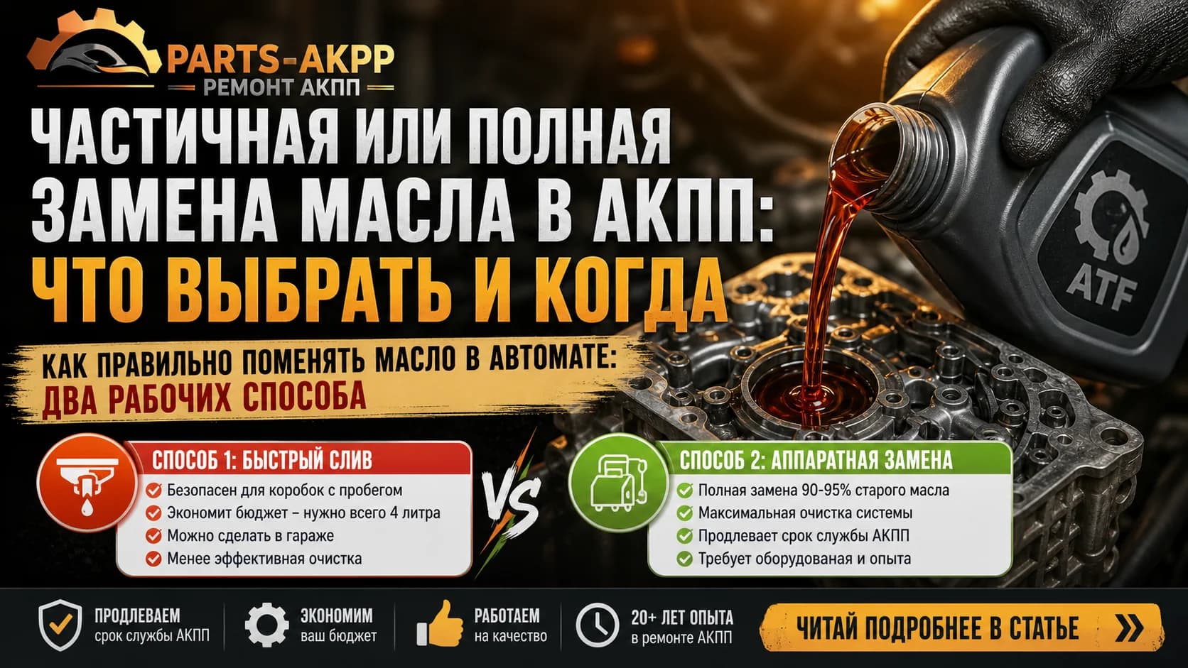 Частичная или полная замена масла в АКПП: что выбрать и когда
